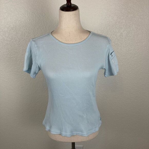 Ralph Lauren Tops - Ralph Lauren Polo Jeans Company Y2K ribbed baby T-shirt women’s M blue crewneck